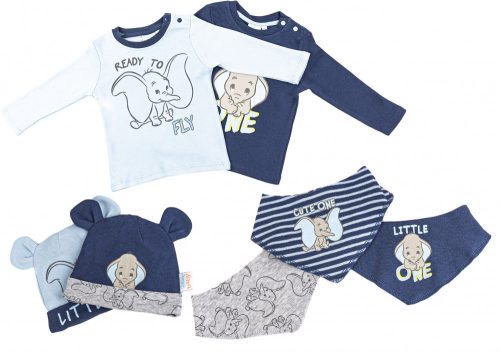 Disney Dumbo Little One baba póló + sapka és nyálkendő 7 db szett 86/92 cm