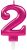 Rózsaszín Pink számgyertya, tortagyertya 2-es