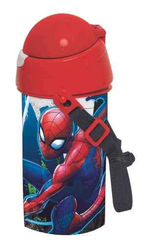 Pókember Dark műanyag szívószálas kulacs akasztóval 500 ml