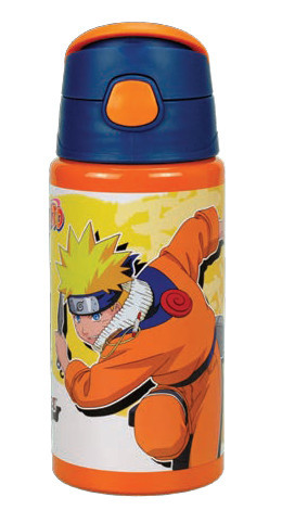 Naruto Fire alumínium szívószálas kulacs akasztóval 500 ml