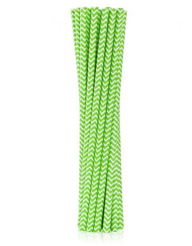 Zöld Lime Green Chevron papír szívószál 12 db-os