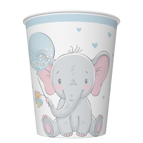 Baby elefánt Blue Balloon papír pohár 8 db-os 250 ml