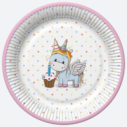 Unikornis Sweet papírtányér 8 db-os 18 cm