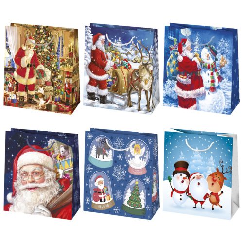 Karácsony Santa Magic papír ajándéktasak, ajándékzacskó 15,5x15,5x8 cm