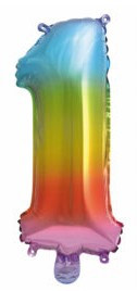 Színes Multicolour Metallic mini 1-es szám fólia lufi 34 cm