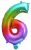 Színes Multicolour Metallic mini 6-os szám fólia lufi 36 cm