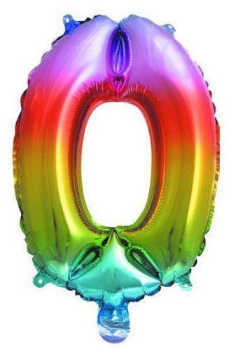 Színes Multicolour Metallic mini 0-ás szám fólia lufi 33 cm