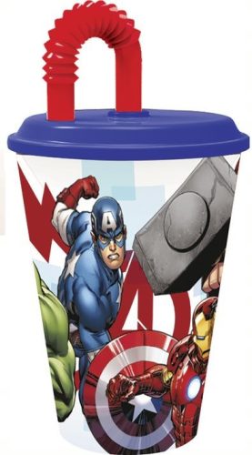 Bosszúállók Rolling Thunder szívószálas pohár, műanyag 430 ml