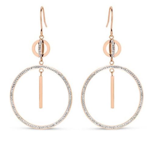 Victoria Rose gold színű fehér köves karika fülbevaló